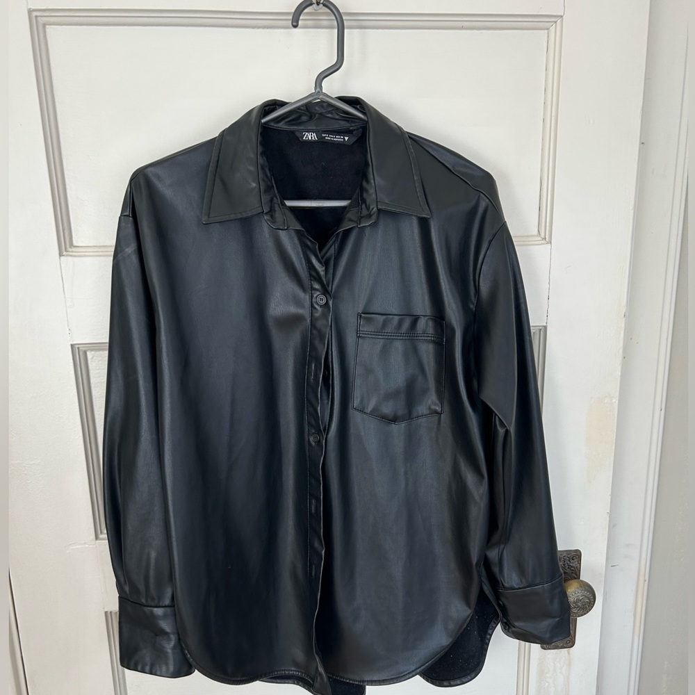 Faux leather Zara jacket/button up